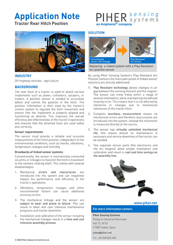 Application Note Tractor Rear Hitch Position