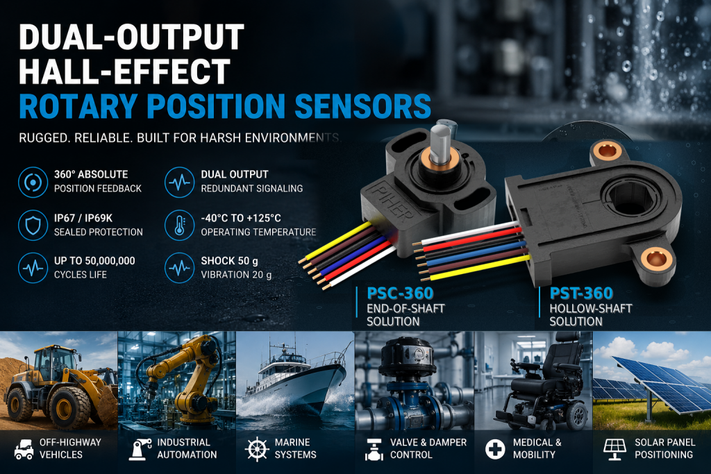 Dual-Output Hall-Effect Rotary Position Sensors for Harsh Environment Feedback